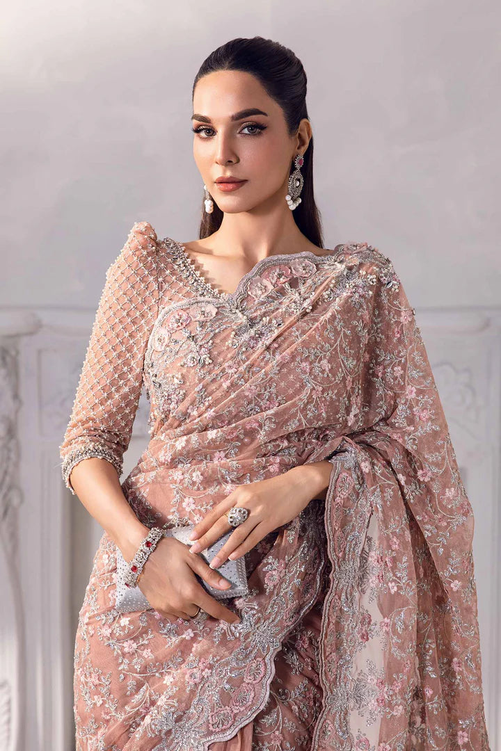 Maria B Couture Peach Saree Collection