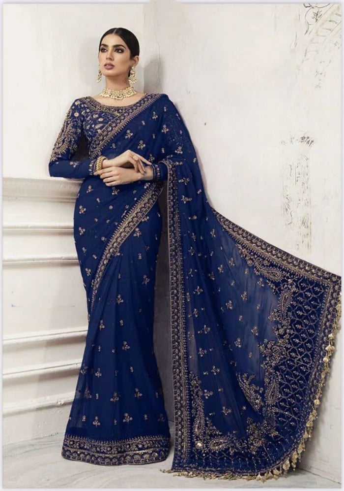 Maria B Saree Exclusive Blue