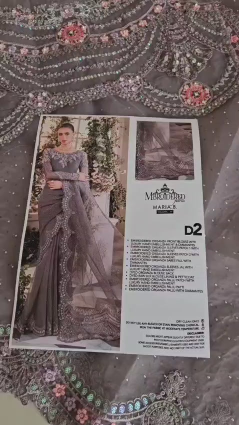 Maria B Net Saree Embroidered & Hand Embellished